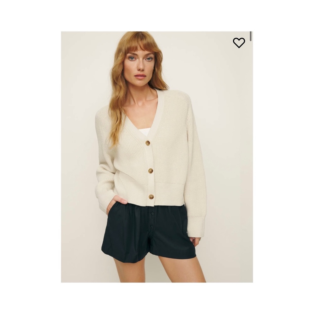 Reformation Jessa Cotton Cardigan - BEIGE